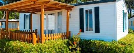 Technician servicing mobile and modular home HVAC system